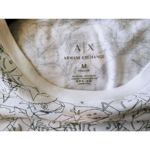 Armani Exchange Marine Life Drawings Design Medium Regular Tee. See Condition - Picture 5 of 5